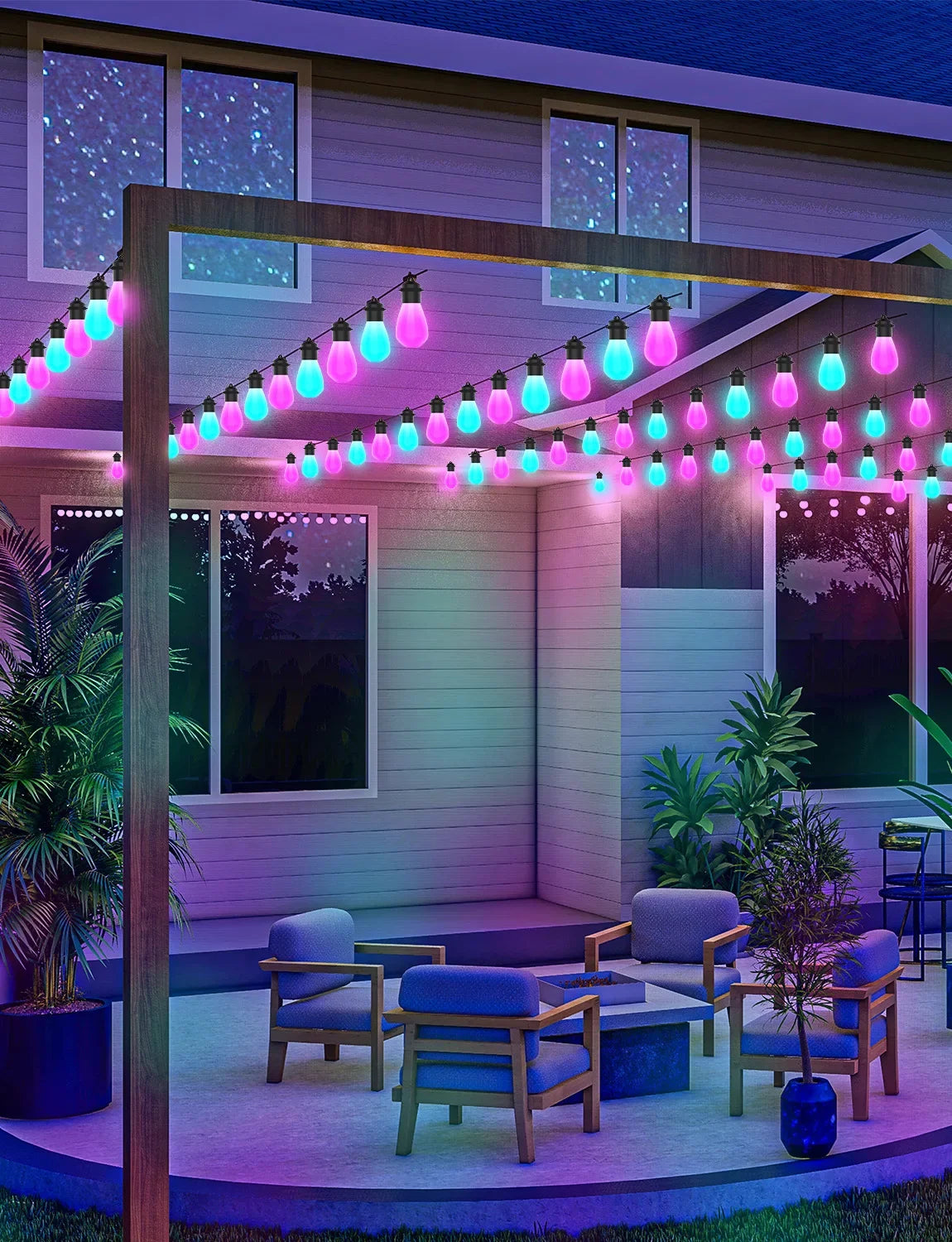 12Meters 20Leds Tuya WiFi Smart Led Patio String Light Bulb Waterproof Outdoor Garland Garden Light for Home Party Holiday Bulb