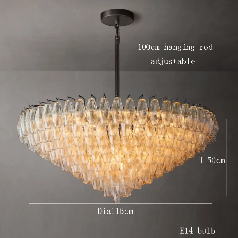 Postmodern Rhomboid Glass Pendant Ceiling Lights 2026 Copper Bronze Home Decoration Chandelier Lighting for Bedroom Living Room