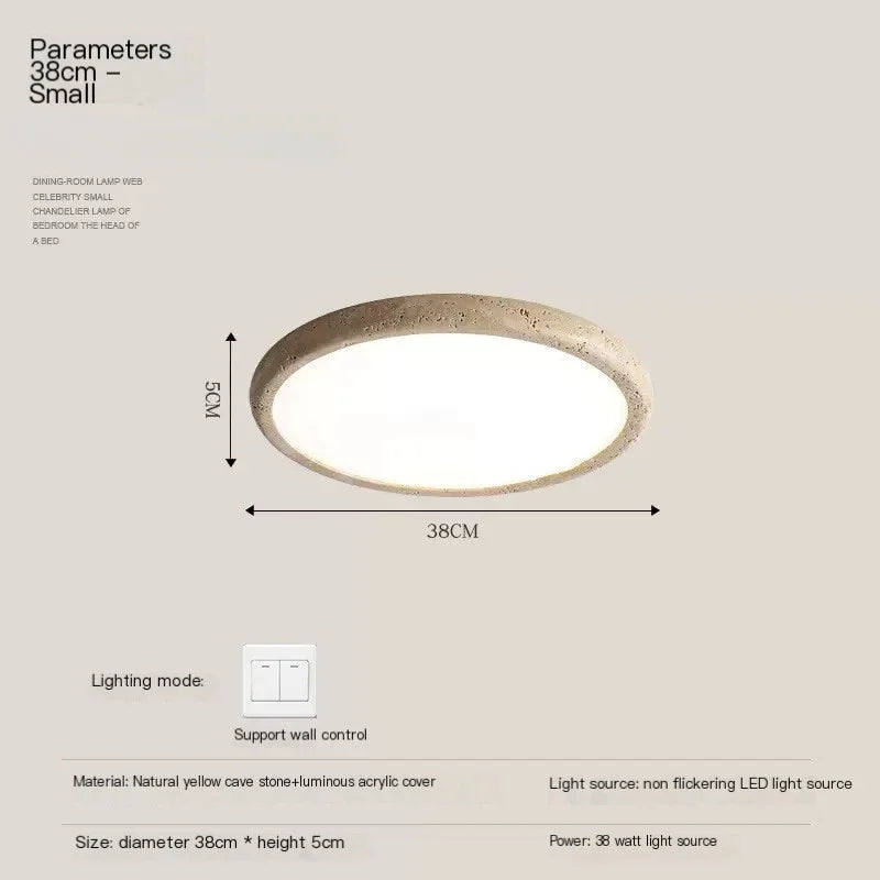 Nordic Yellow Travertine Simple Ceiling Light Retro Cream Style Living Room High-end Feeling LED Modern Bedroom Decorate Texture