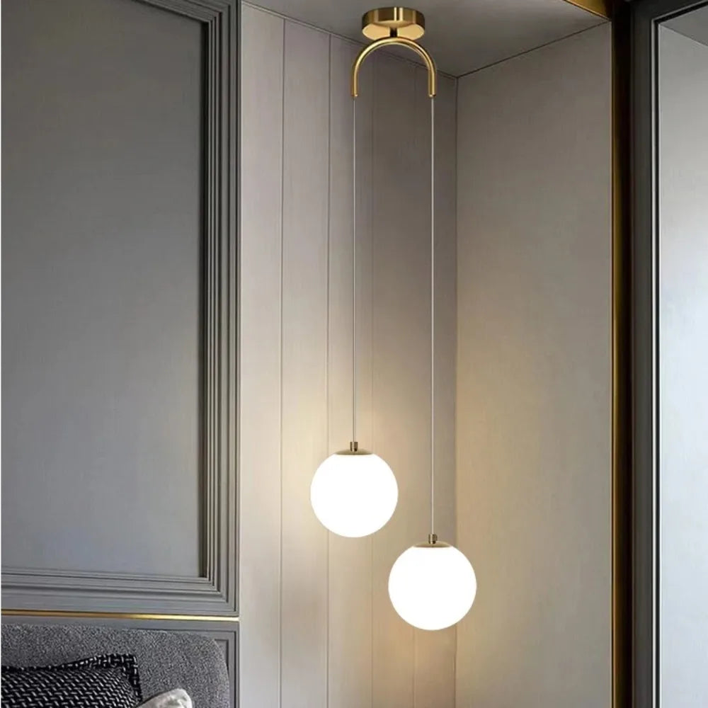 Nordic Modern Glass LED Pendant Lights Dining Room Bedroom Gold Chandelier Fixtures Indoor Restaurant Bar Decor Hanging Lamp