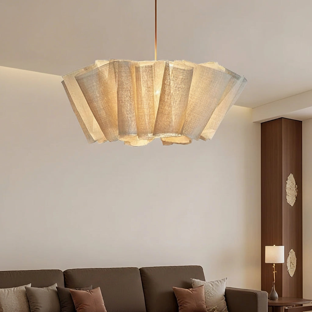 Wabi Sabi Handmade Fabric Chandelier - Vintage LED Pendant Light