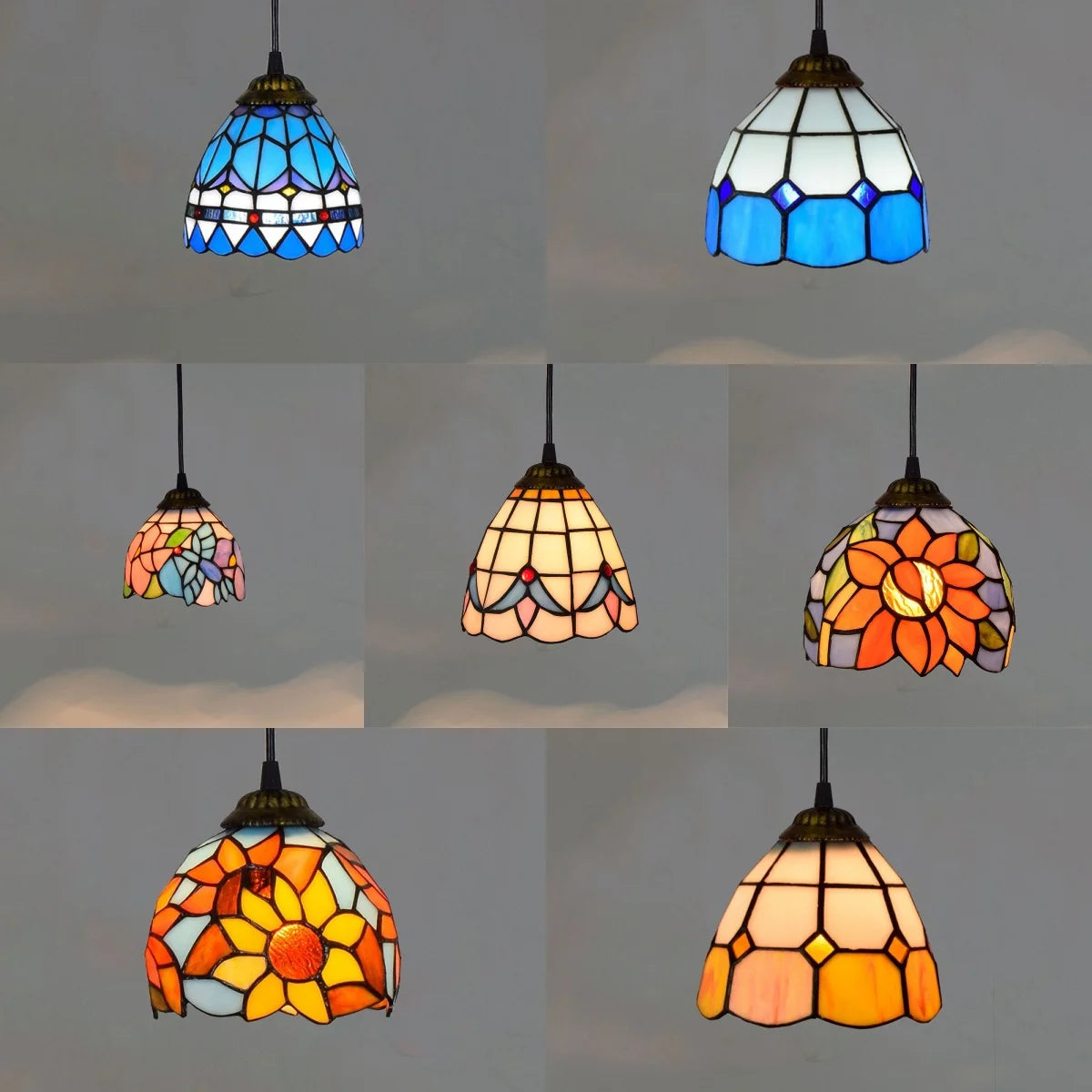 Colorful Mediterranean Style Bohemia Lamp Stained Glass Shade Mosaic Pendant Light for dining room bar lighting