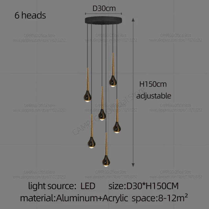 Minimalist Style LED Ppendent Lamp Double Layered Attic Chandelier Villa Staircase Pendant Light Living Room Kitchen Pendant