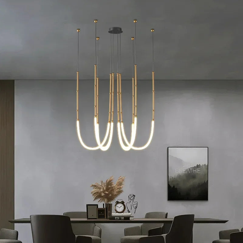Nordic Modern Art Line Led Pendant Lights Hanging Lamp For Dinning Room/Living Room Home Art Decoration Light Fixture