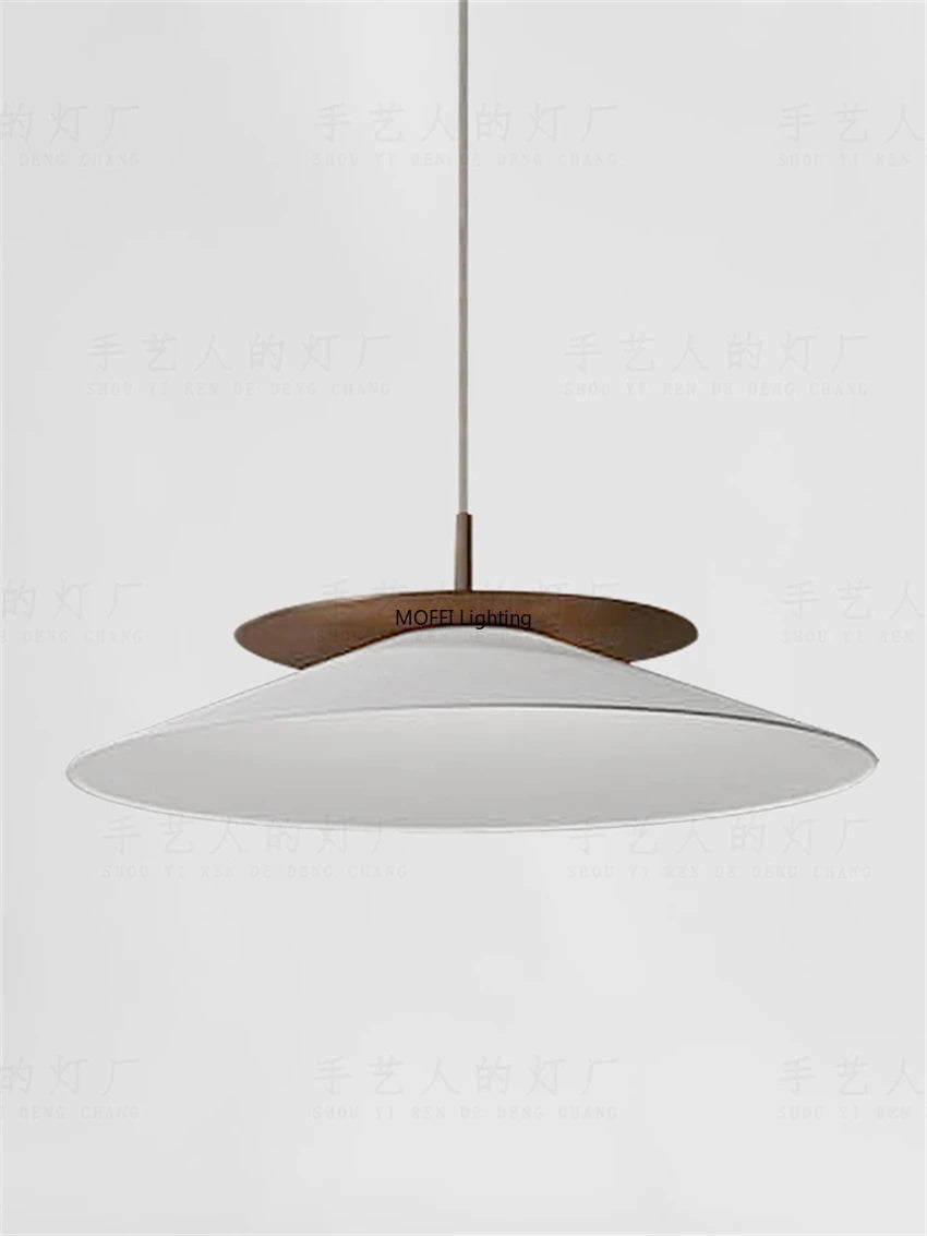 Japanese Cloth Pot Lid Pendant Light Fabric Lamp Restaurant Tea Room Zen Style Living Room Hanging Lighting Fixture Decor LED