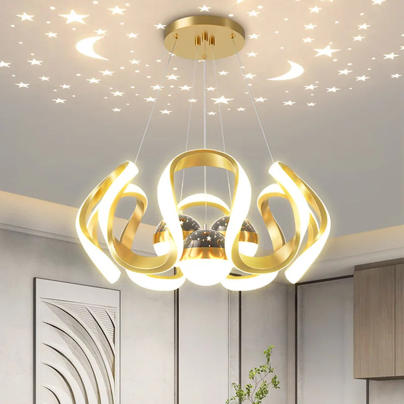 2026 New Nordic Starry Sky LED Chandelier - Creative Pendant Lamp for Living Room