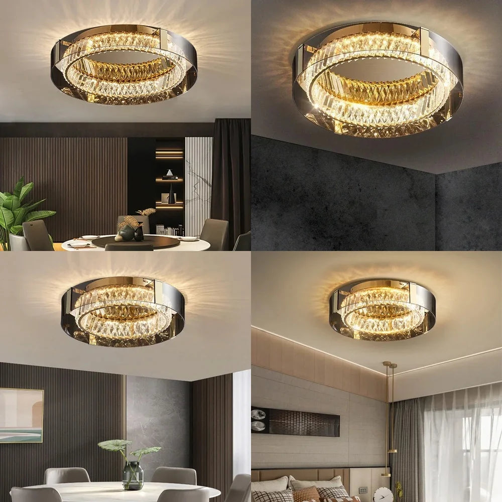 2026 Modern LED Crystal Chandelier - Dimmable Luxury Ceiling Light for Bedroom