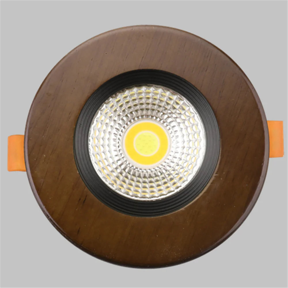 Country Decor Walnut Wooden LED Recessed Downlight (5W 110V-220V) - Solid Wood Ceiling Spotlight Fixture for Living Room, Kitchen & Loft Interior