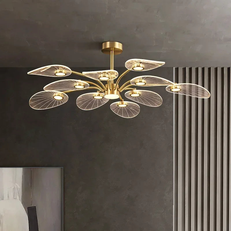 Nordic Gold Lotus Ceiling Light - Luxury Acrylic Hanging Lamp for Dining Room