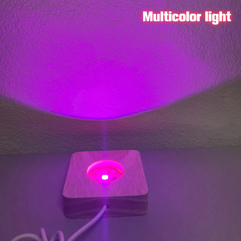 Wood Light Base Rechargeable Remote Control Wooden LED Light Rotating Display Stand Lamp Holder Lamp Base Art Ornament New
