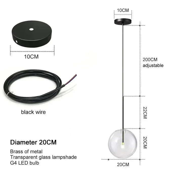 Nordic Modern Chandelier Pendant Lights Fixture Glass Ball Lampshade Bedroom Dining Room Hanging Lamp Restaurant Decors Luster's