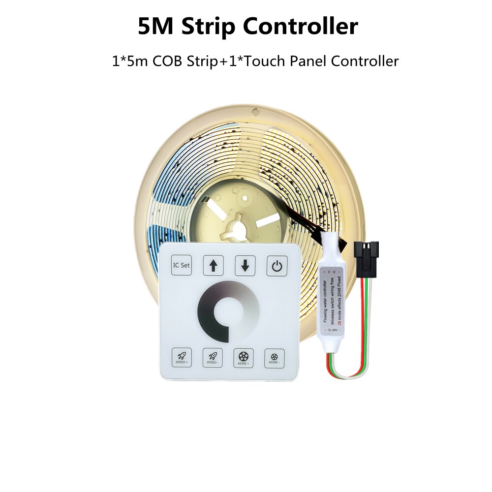 COB Running Water Flowing LED Strip Light WS2811 24V Horse Race Sequential LED Ribbon With RF Touch Panel Controller 10M 20M Set