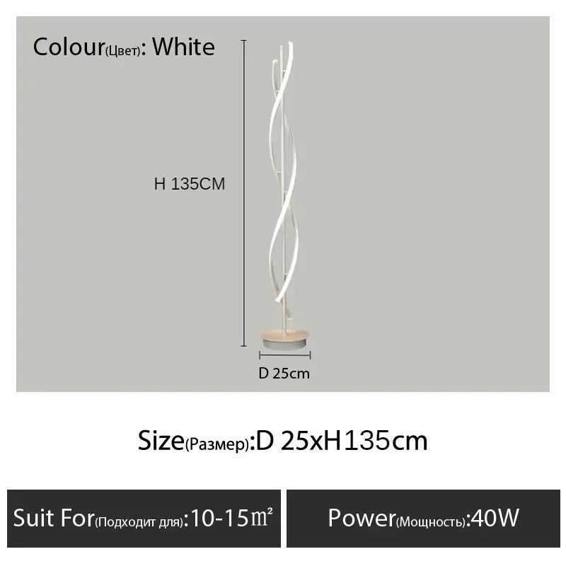 Nordic RGB LED Floor Lamp - Postmodern Spiral Corner Light for Living Room