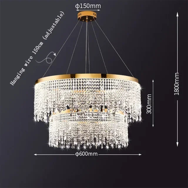 2025 Modern Circular Luxury Crystal Pendant Light Classical Round Chandelier Lighting For Dining Room Living Room Hotel