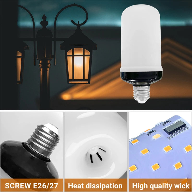 E27 12W LED Flame Effect Light Bulb Purple Blue Yellow Fire Simulation for Party KTV Festival Garden Home Decor Outdoor Lighting