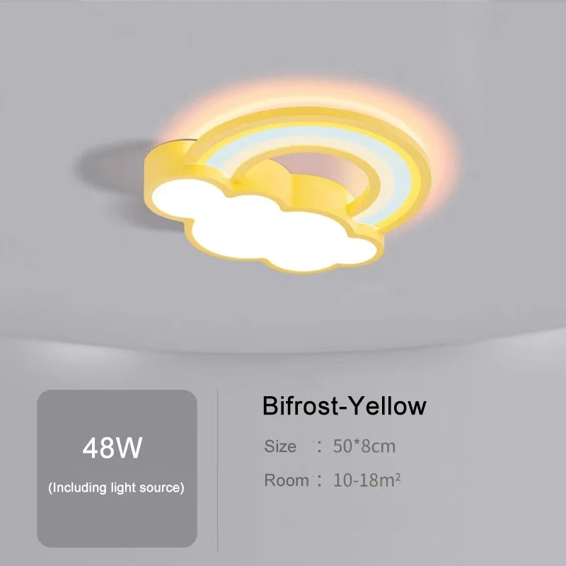 LED Children's Room Ceiling Lamp Cartoon Rainbow Clouds Simple and Warm Boys and Girls Bedroom Princess Room Light Fixtures