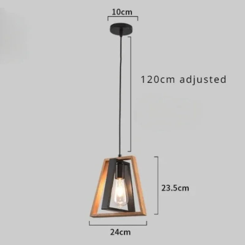 American Chandelier Lamp Retro Iron Wood Pendant Lamp Bar Restaurant lamp Creative Hanging light Household Luminaire appliance