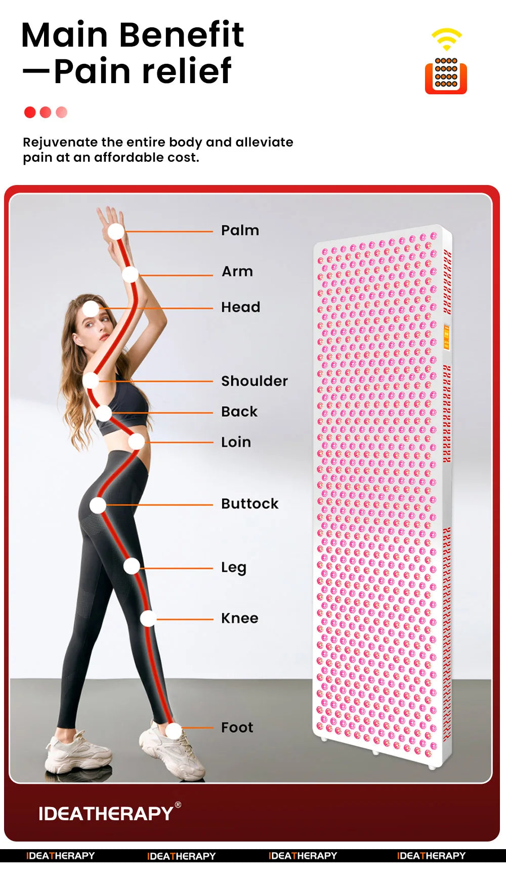 Red Light Therapy RLPro1000 630,650,660, 670, 810, 830, 850,1060nm light Touch Screen Red Light Therapy panel Large Near infrared light with stand