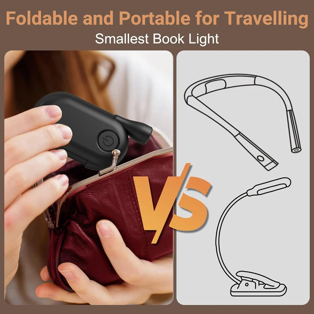 Rechargeable Book Light Reading Lights for Books in Bed Led Book Night Lamp 3 Color Step less Brightness Clip on Reading Lamp