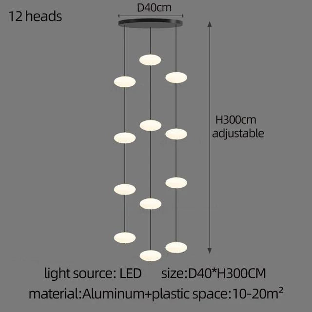 Modern Led staircase chandelier living room hanging light designer Villa duplex building oval string attic pendant lighting