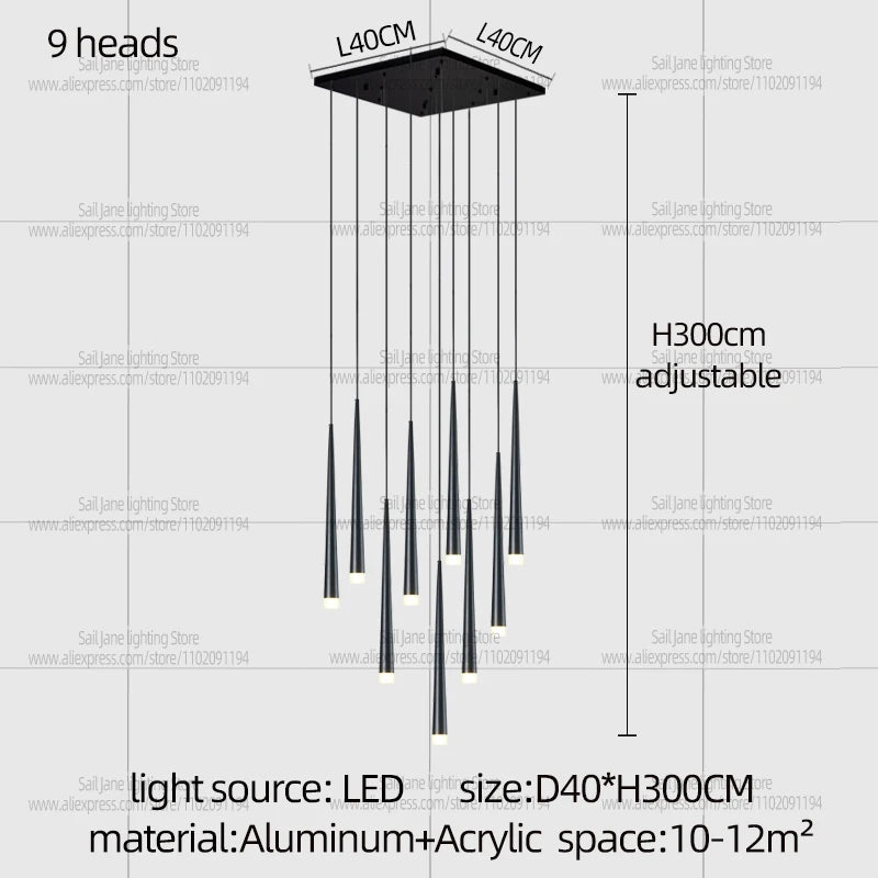 Modern Nordic Style Luxury Chandelier Villa Hanging Staircase Long Pendent Lamp LED Living Room Ceiling Light Indoor Lighting