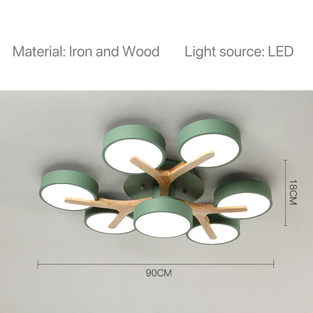 Nordic Modern Macaron Ceiling Lamp Chandelier Bedroom Minimalist Wood Home Decor Living Room Kitchen LED Lighting Fixtures