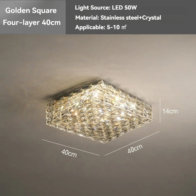 Luxury Modern Crystal Ceiling Light Chandelier - Flush Mount Ceiling Lamp Fixture for Living Room, Master Bedroom & Home Decor