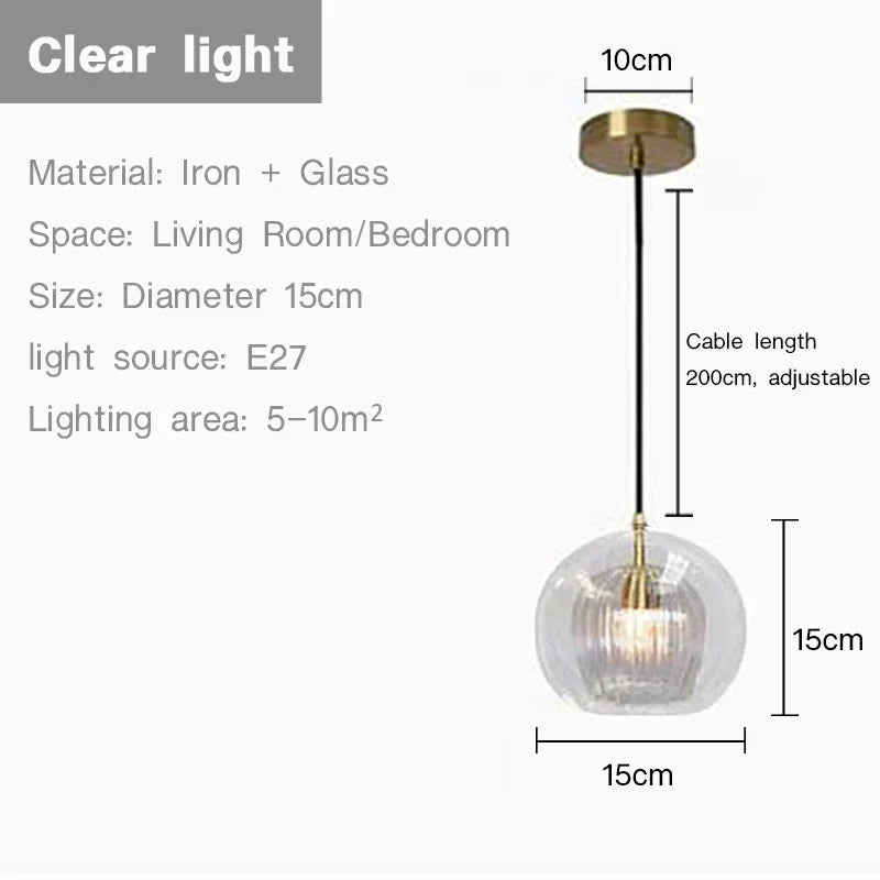 Modern Glass Pendant lamp Nordic Suspension Chandeliers for Living Dining Room Kitchen Bedside Hanging Lamp Fixture Luster