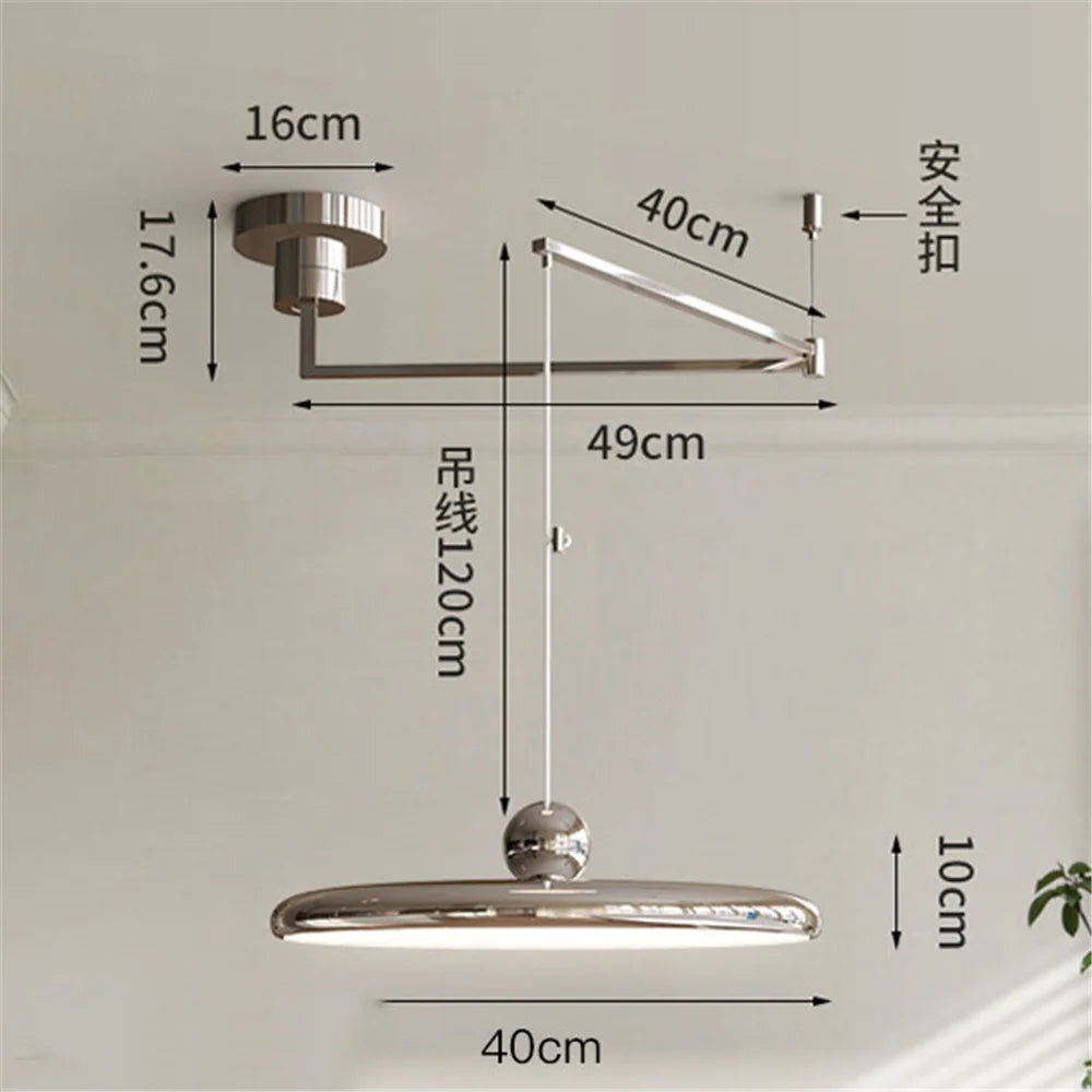 French Rocker Chrome LED Chandelier - Displaceable Modern Hanging Lamp