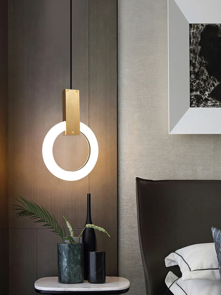 Nordic bedside circular small chandelier, modern and minimalist restaurant chandelier, fashionable bar and study light