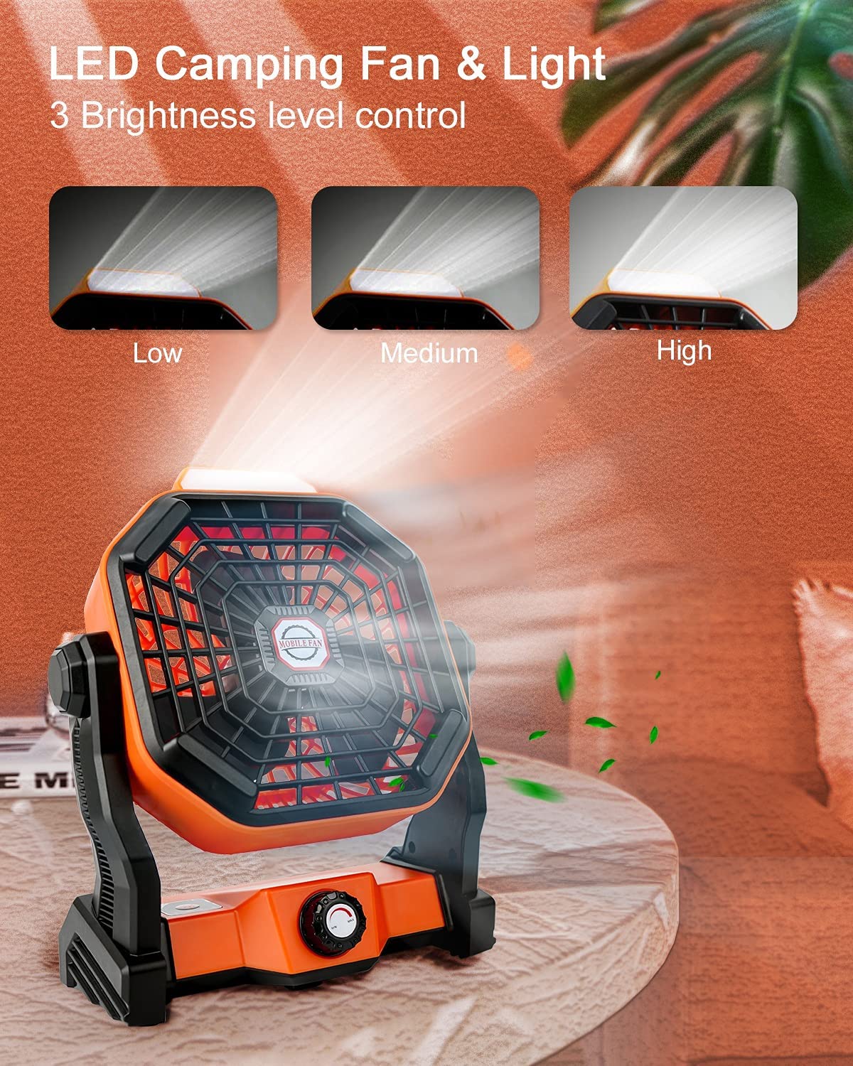 D2 USB Portable Rechargeable Adjustable Speed Lantern Camping Fishing Fan Flashlight With Led Lights For Tent Camping Supplies