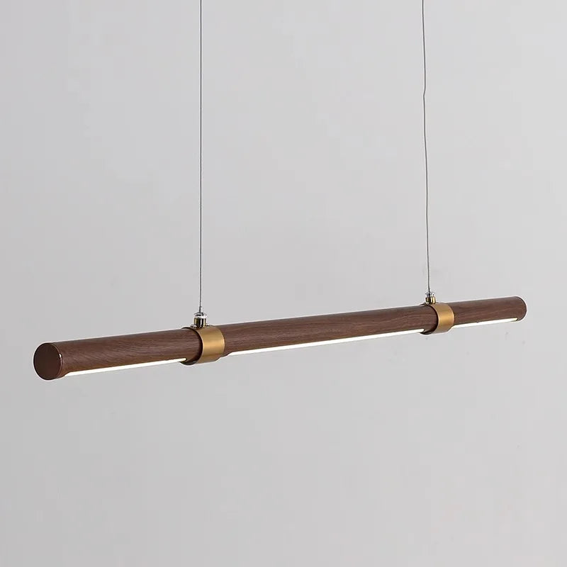 Wooden Long Chandelier Dining Table Decoration Hanging Lighting For Ceiling Dining Room Pendant Lamp Copper Walnut Led Ligh