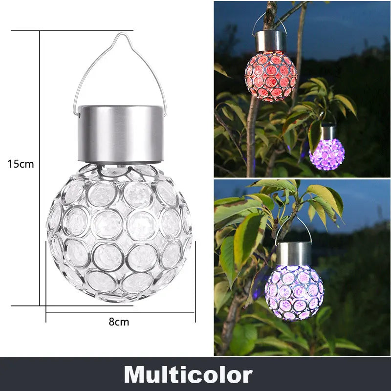 Solar LED Hanging Light Lantern Waterproof Hollow Out Ball Lamp for Outdoor Garden Yard Patio decoration Holiday Solar Light