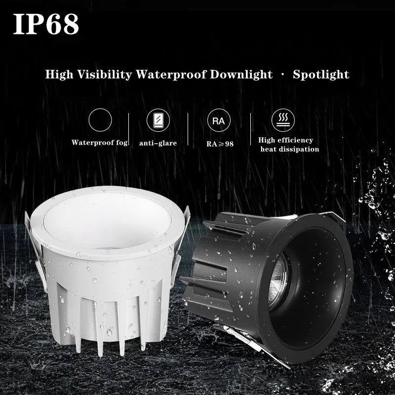 IP68 Outdoor waterproof spotlights 9W-70W embedded LED downlights AC-85-265V Bathroom Kitchen balcony shopping mall interior