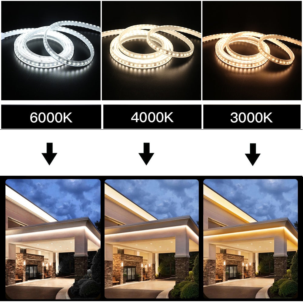LED Strip Waterproof 12V 24V DC IP67 Natural White 4000K /Warm White 120LEDs/m 2835 Flexible Tape LED Light Lamp