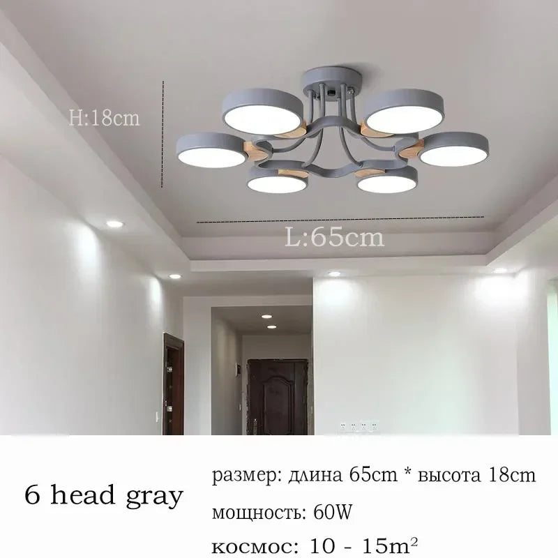 Nordic Creative Macaron Log LED Ceiling Light Bedroom Living Room Chandelie Modern Villa Restaurant Interior Lighting Decoration