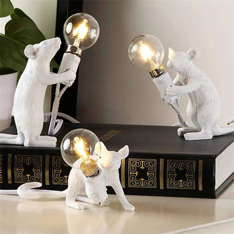 Modern Resin Animal Table Lamp - Mouse, Cat & Squirrel LED Night Light