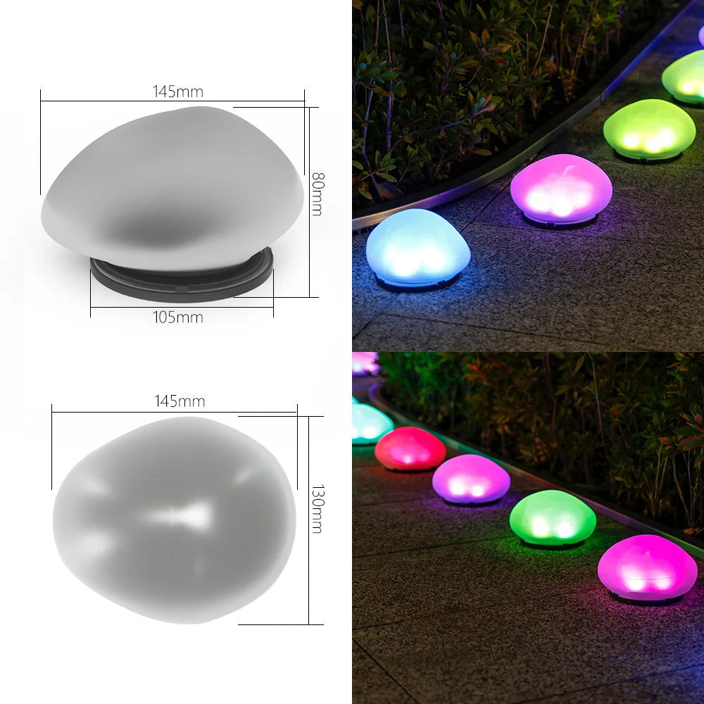 Solar Powered Frosted Pebble Lawn Light - Outdoor Waterproof Portable Ground Lantern & Decorative Garden Accent Lamp for Home Yard & Patio Pathways