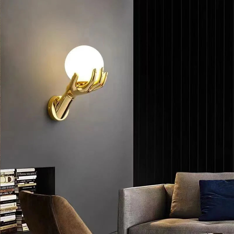 Nordic Resin Wall Lamps Creative Art Hand Sconces Lights for Home Decor Bedroom Corridor Balcony LED Lighting Fixture Luminaria