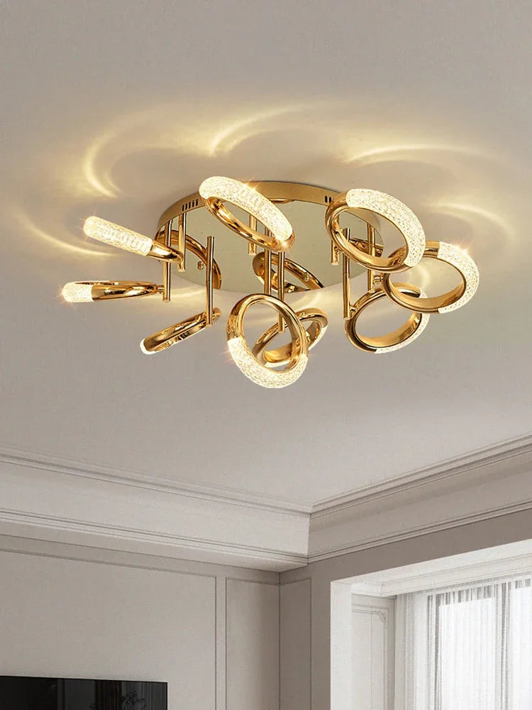 Modern Light Luxury Circle Ring Led Ceiling Lamp Acrylic Luster Living Room Lights Lighting Home Decor Bedroom Lamps Fixtures
