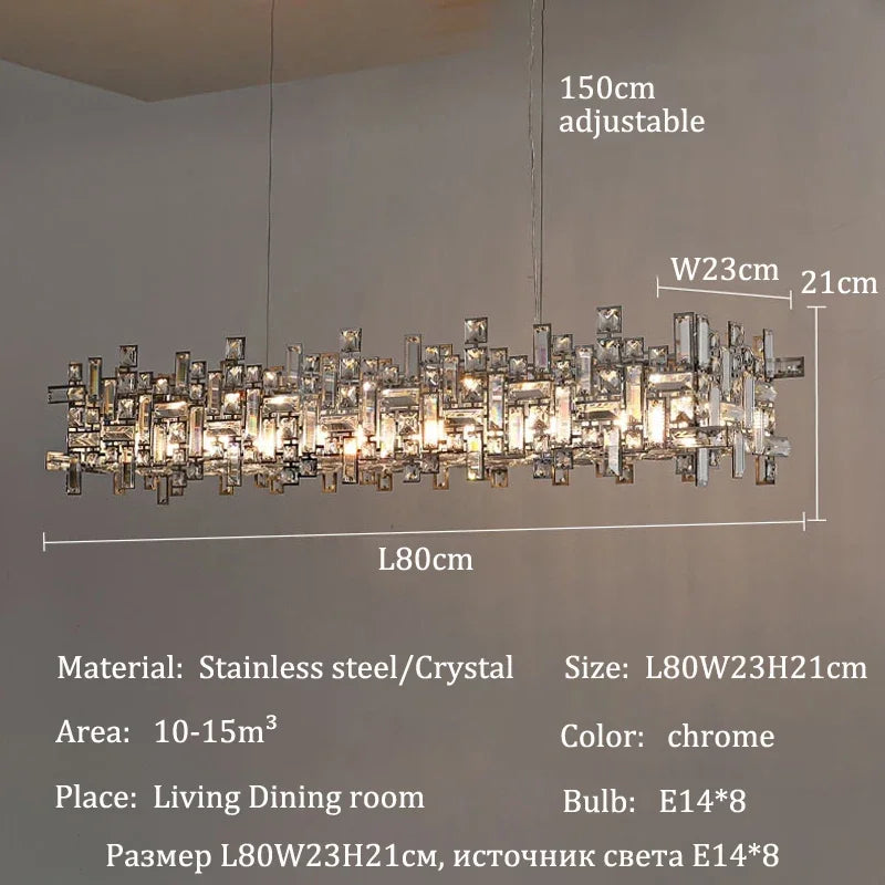 Luxury Chrome LED Crystal Chandelier - Modern Ceiling Pendant Light Fixture