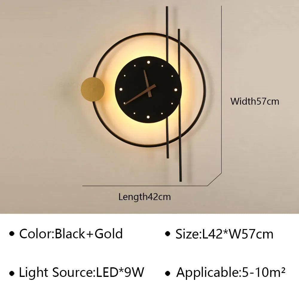 Modern LED Wall Lamp Clock Sconce for Bedroom Bedside Living Dining Room Aisle Porch Corridor Home Decors Lighting Fixture Luster