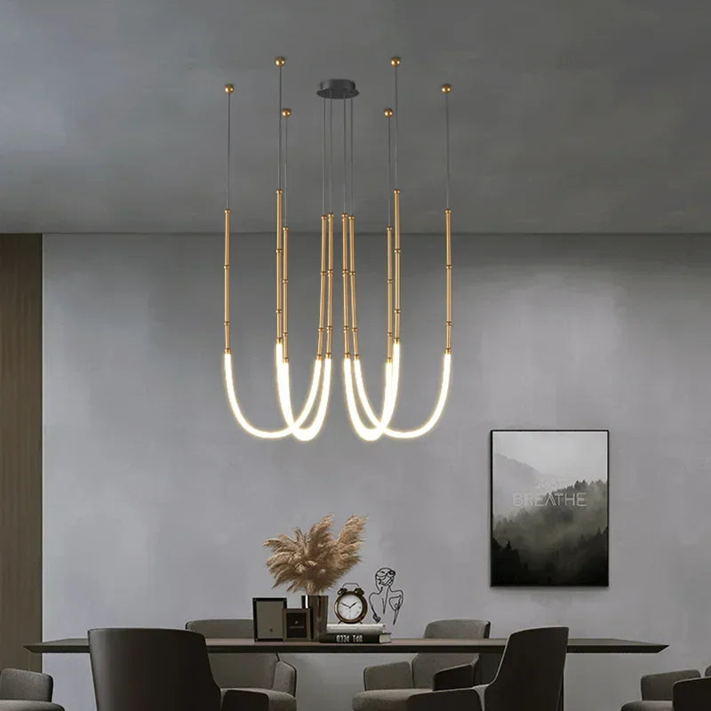 Nordic Modern Art Line Led Pendant Lights Hanging Lamp For Dinning Room/Living Room Home Art Decoration Light Fixture