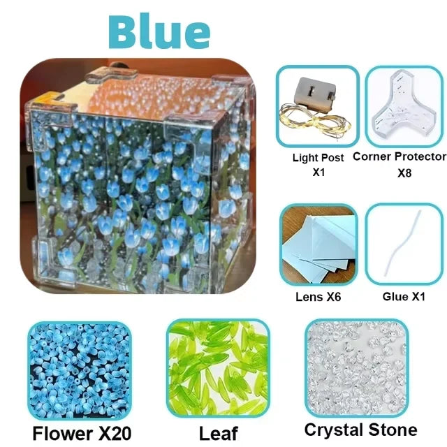 DIY Tulip Mirror Cube Night Light - Creative Infinite Flower Sea Lamp Kit