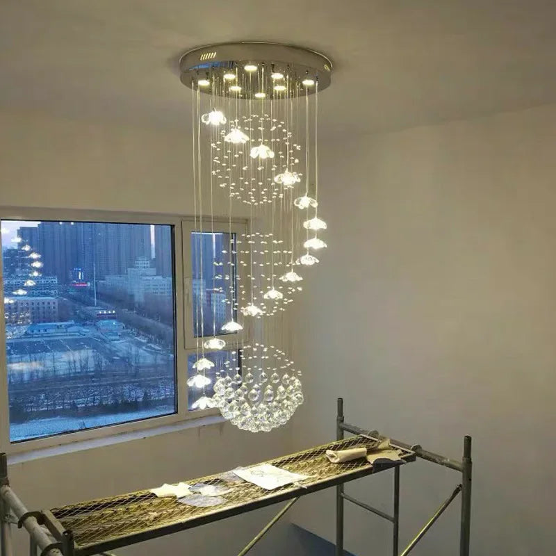 New Modern Chandeliers For Duplex Building Living Room Staircase Pendant Lamp Nordic Loft Spiral Long Chandelier Lustre Fixtures