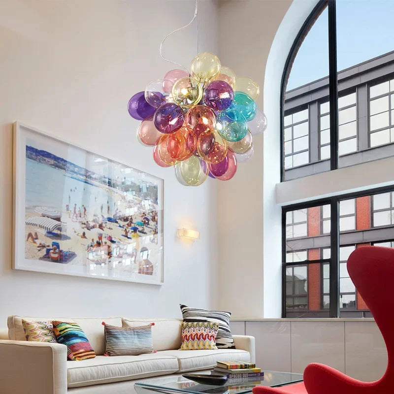 Scandinavian Glass Bubble Chandelier Modern Pendant Ceiling Light for Living Room Bedroom Dining Room Home Decor Lighting