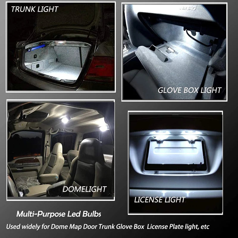10 PCS MINI Small T10 W5W LED Bulb 12V 1210-8SMD 7000K White Car Interior Dome Reading Map Door Courtesy License Plate Lights