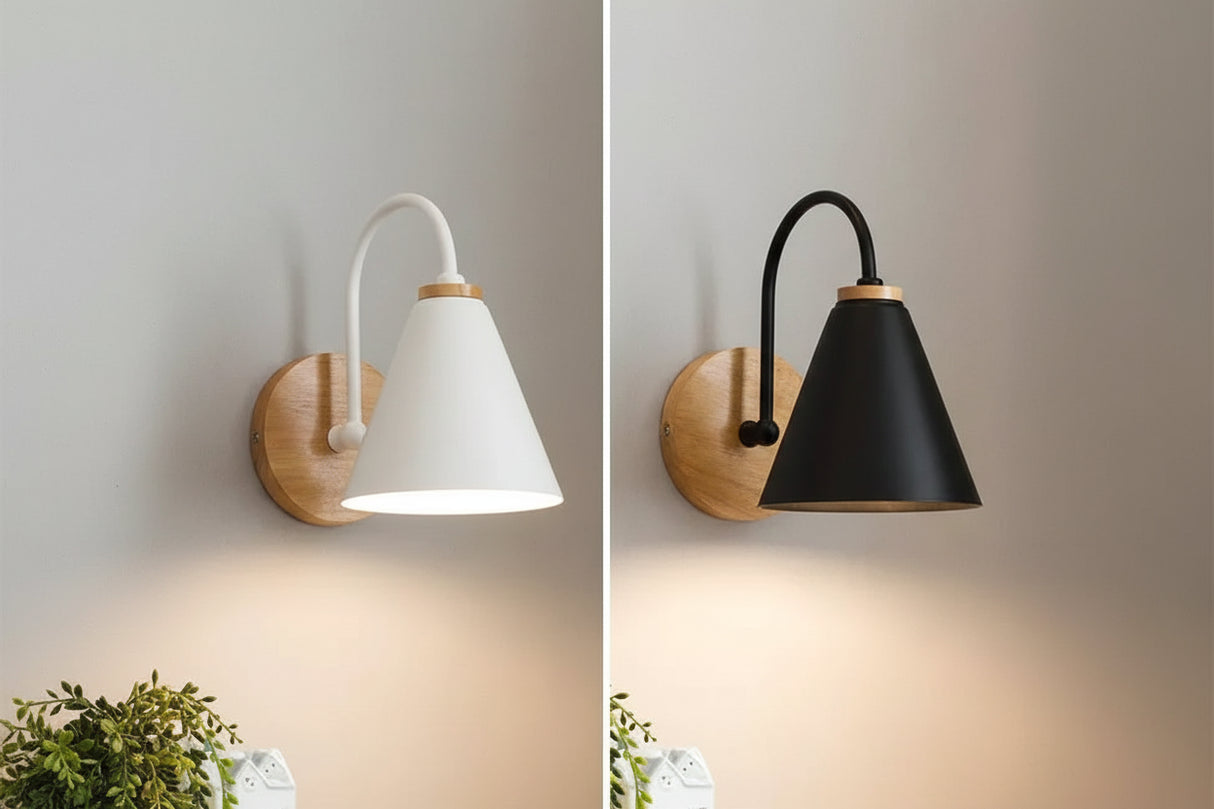 Nordic Wood Wall Sconce - Modern Timber Bedside Lamp for Bedroom & Living Room
