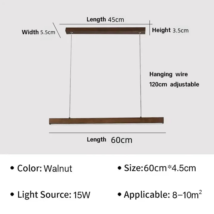 Nordic Long Wood Strip LED Pendant Light Dining Table Lamp Light Suspension Chandelier for Living Dining Room Lighting Fixture