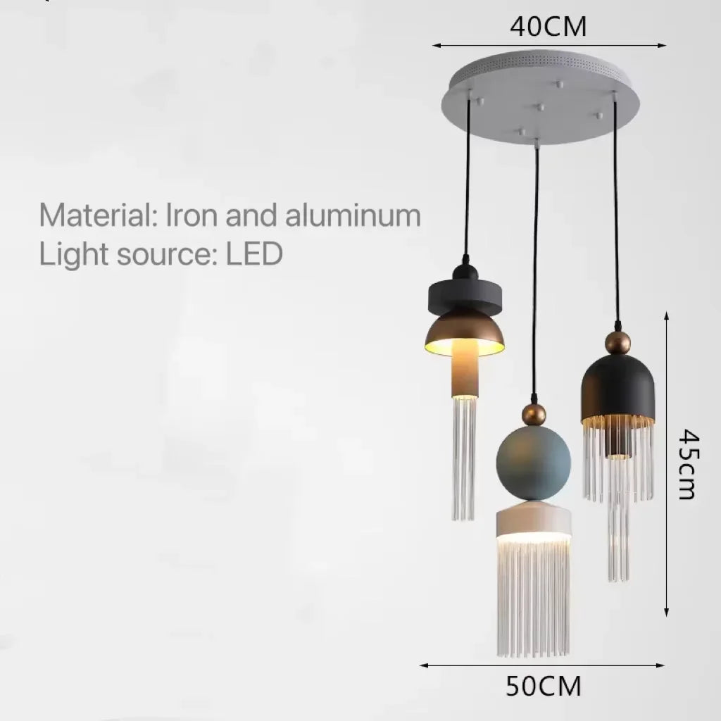 Danish Designer Nordic Modern Simple Macaron Tassel Chandelier for Restaurant Bedroom Bedside Clothing Store Bar